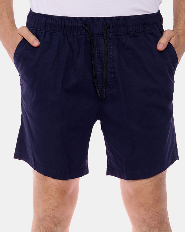 Noroze Navy Elasticated Waist Cotton Casual Shorts