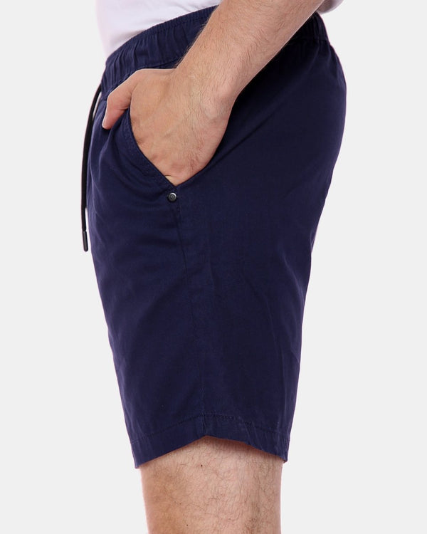 Noroze Navy Elasticated Waist Cotton Casual Shorts