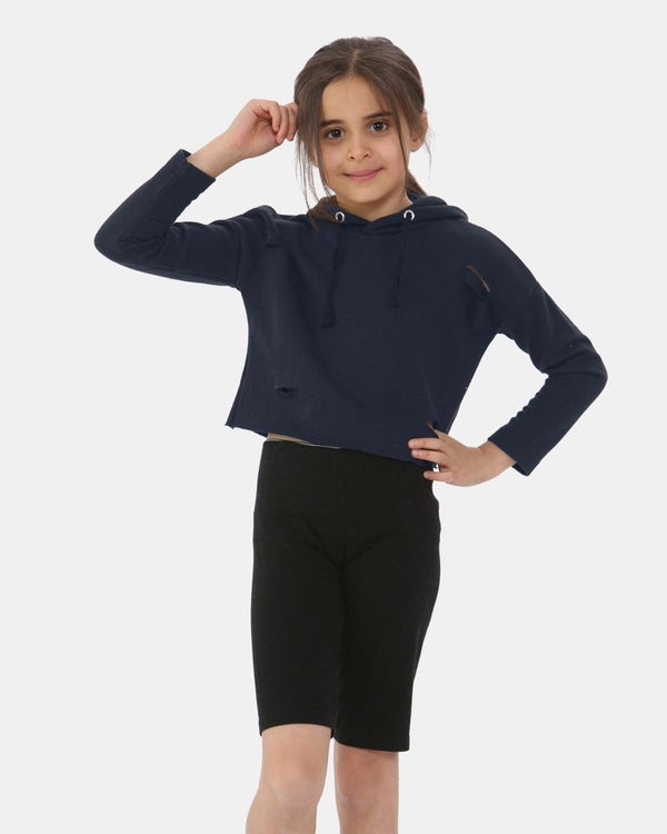 noroze Navy Girl's Long-Sleeve Hoodie