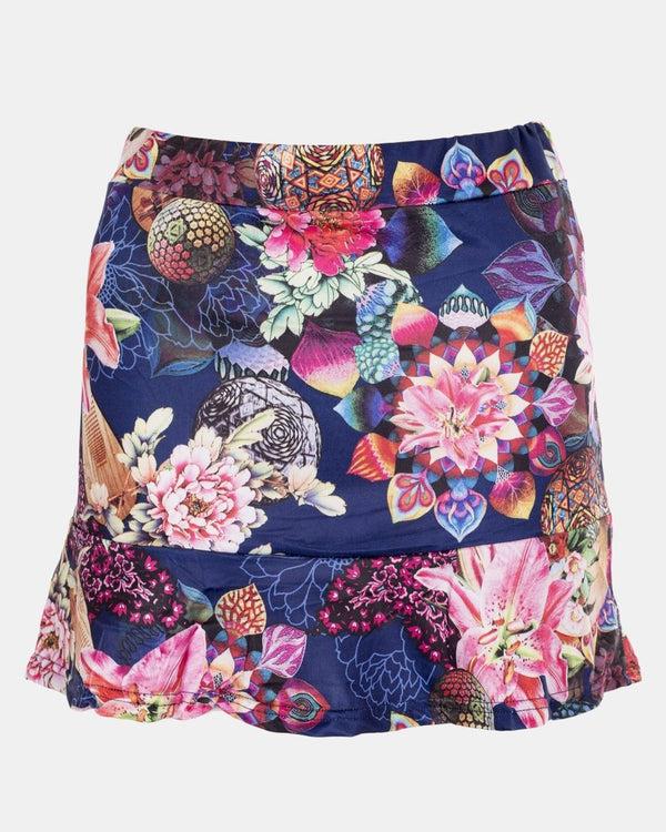 Noroze Navy Girls High Waist Floral Mini Skirt