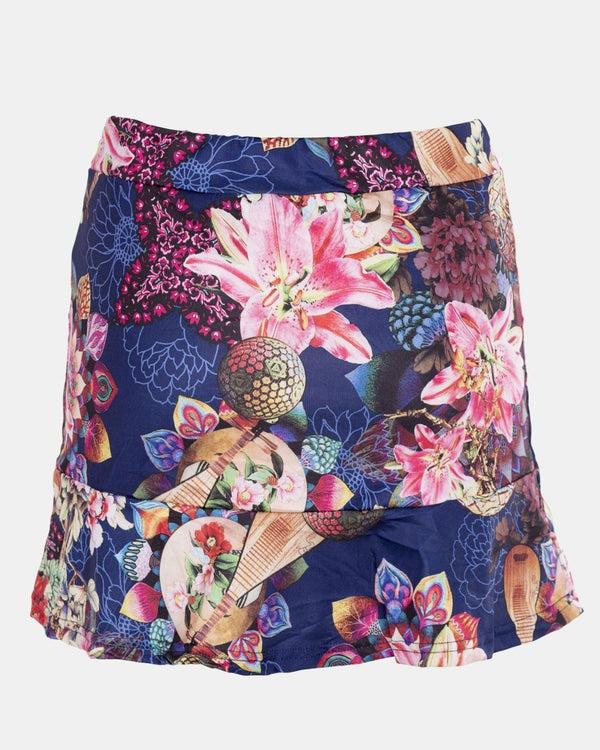 noroze Navy Girls High Waist Floral Mini Skirt