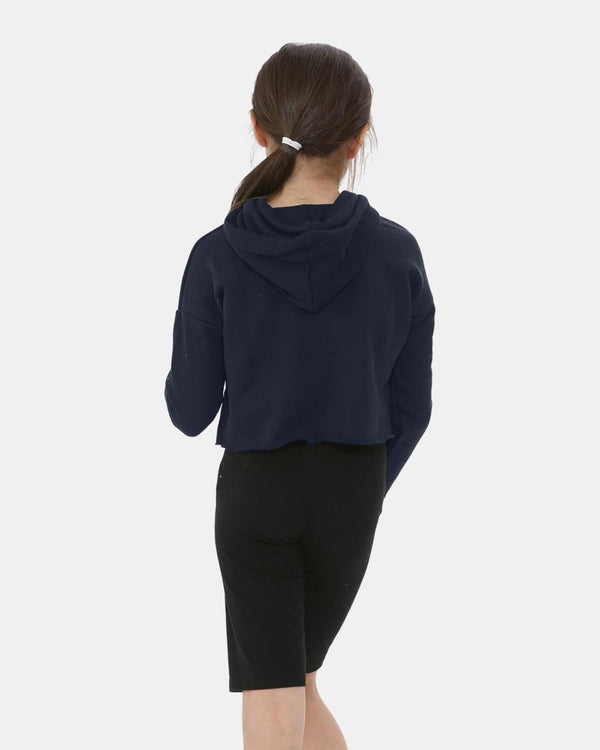 Noroze Navy Girls Plain Crop Hoodie
