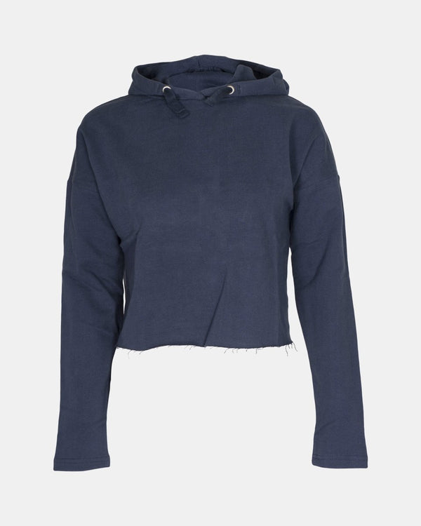 Noroze Navy Girls Plain Crop Hoodie