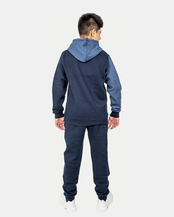 Noroze Navy Grey Contrast Panel Jogging Suit