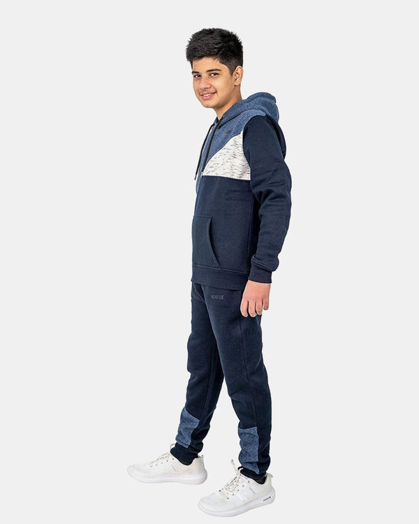 Noroze Navy Grey Contrast Panel Jogging Suit