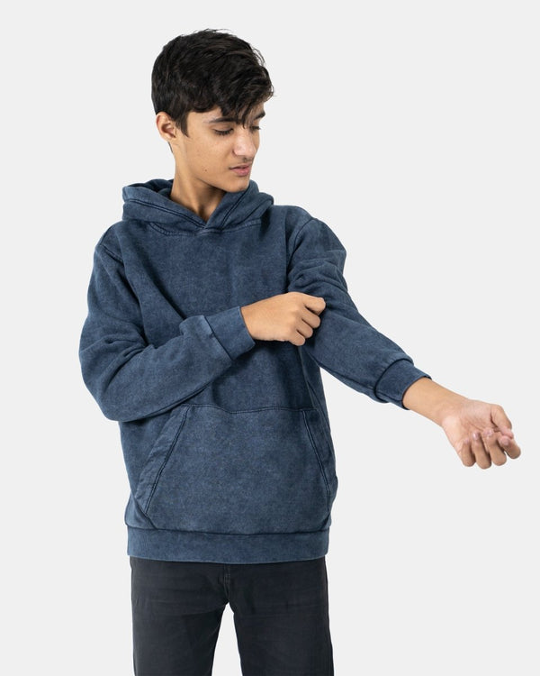 Noroze Navy Kids Bleach-Effect Hoodie