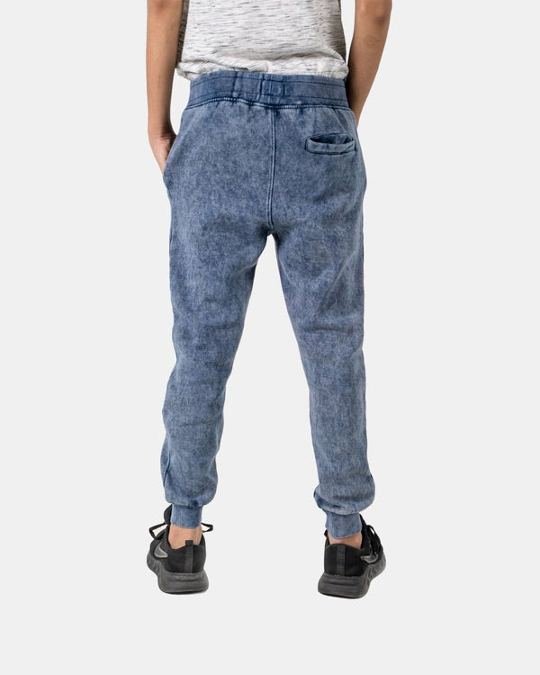 Noroze Navy Kids Bleach-Effect Sweatpants