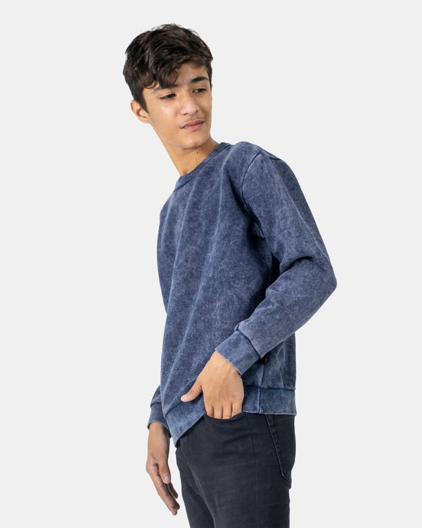 Noroze Navy Kids Bleach-Effect Sweatshirts