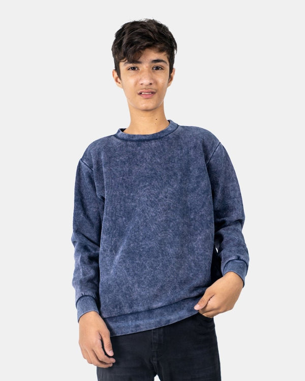 noroze Navy Kids Bleach-Effect Sweatshirts