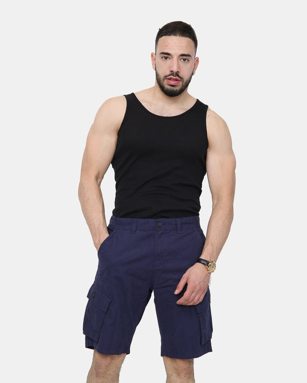 noroze Navy Knee Length Cargo Shorts