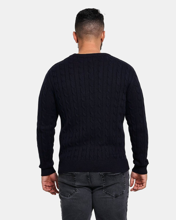 Noroze Navy Mens Cable Knit Jumper