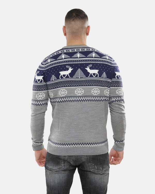 Noroze Navy Moose Knitted Men’s Xmas Jumper
