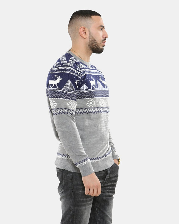 Noroze Navy Moose Knitted Men’s Xmas Jumper