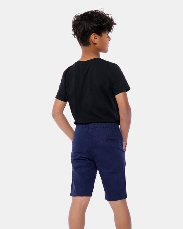 Noroze Navy Plain Cotton Drawstring Short