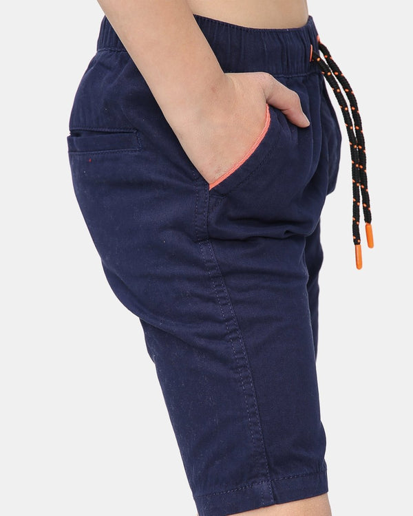 Noroze Navy Plain Cotton Drawstring Short