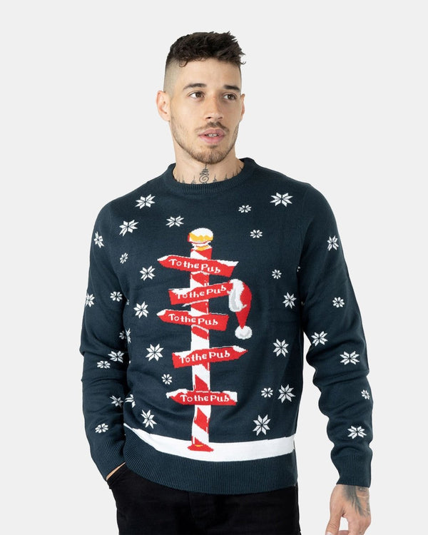 Noroze Navy Pub Reindeer Novelty Jumpers