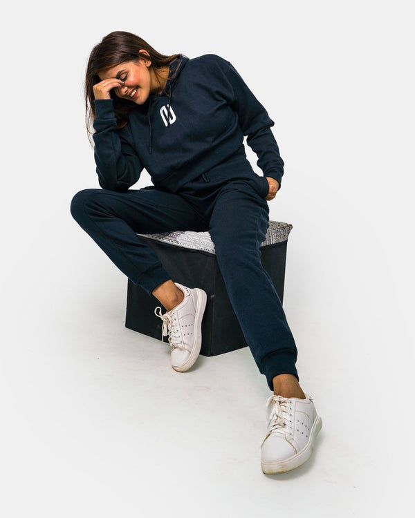 Noroze Navy Womens Ribbed Hem Tracksuit