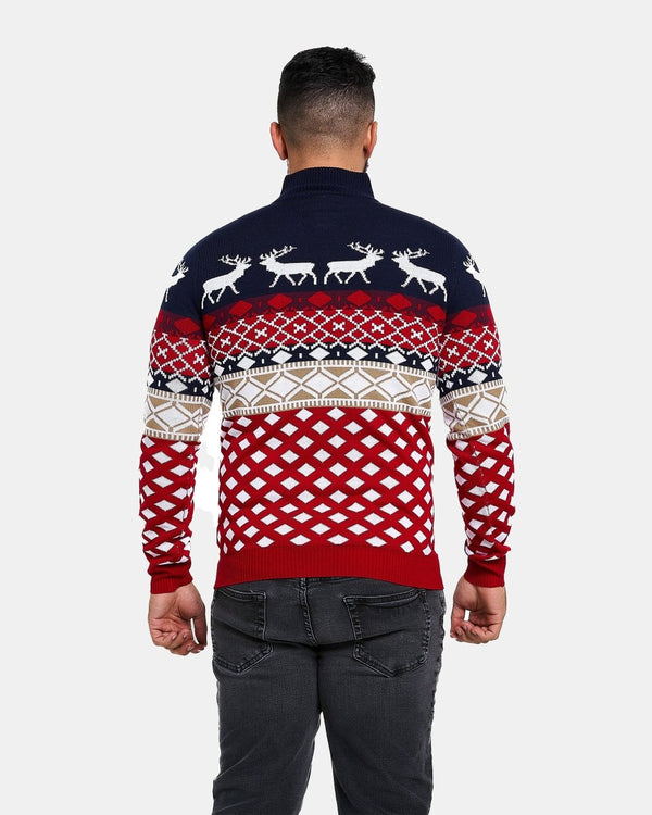 Noroze Navy Zip Neck Chunky Knit Christmas Jumper
