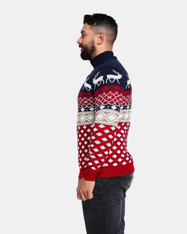 Noroze Navy Zip Neck Chunky Knit Christmas Jumper