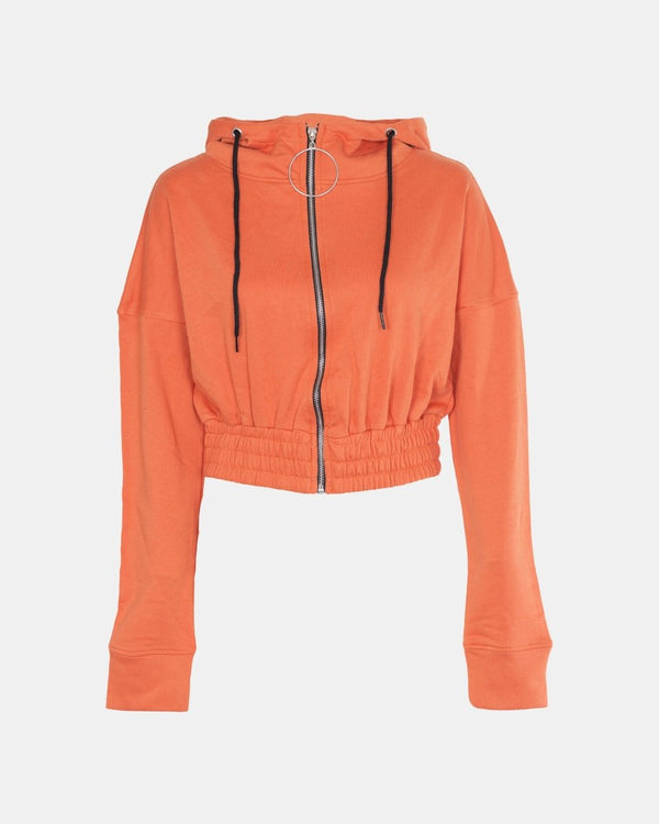 noroze Orange Ladies Zip-Crop Hoodie