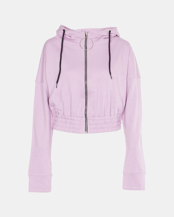 noroze Pink Ladies Zip-Crop Hoodie