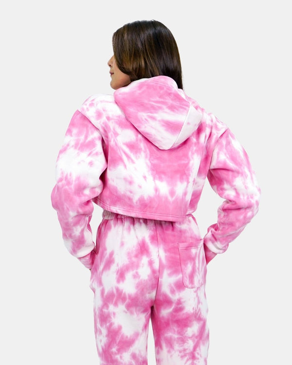 Noroze Pink Tie-Dye Long-Sleeve Hoodie