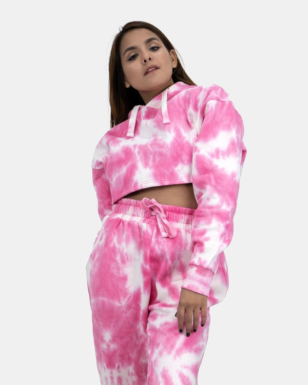 Noroze Pink Tie-Dye Long-Sleeve Hoodie
