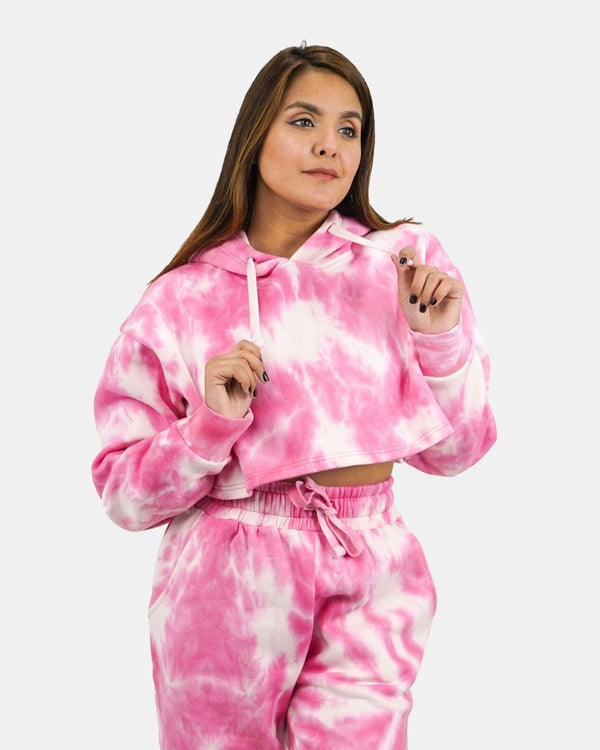 noroze Pink Tie-Dye Long-Sleeve Hoodie