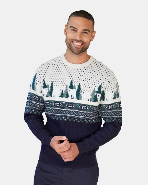 noroze Polar Navy/Grey Festive Jumper