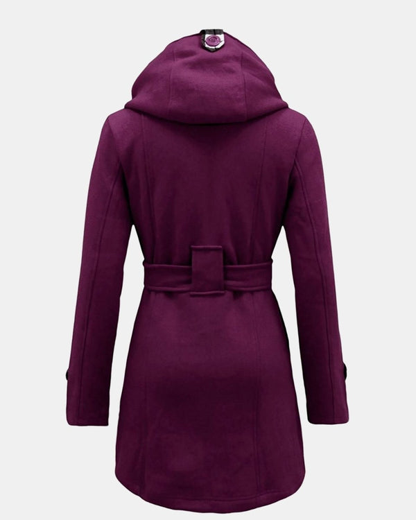 Noroze Purple Belted Button Fleece Coat