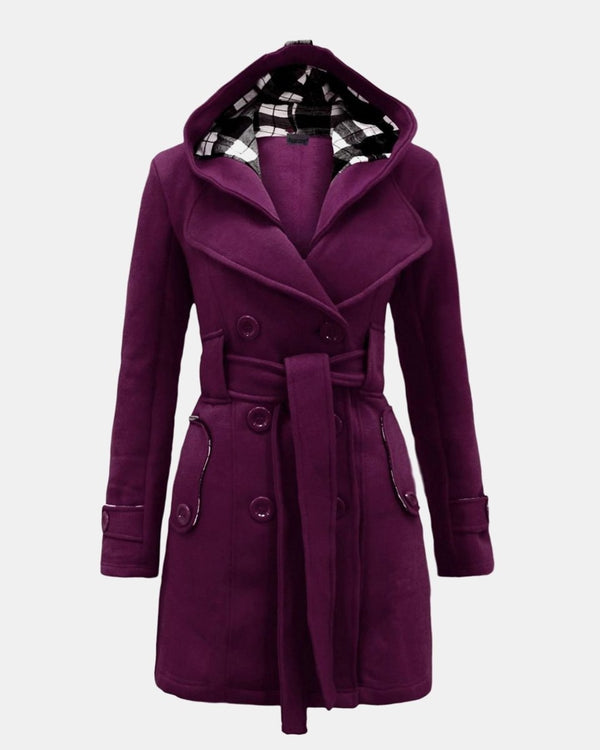 noroze Purple Belted Button Fleece Coat