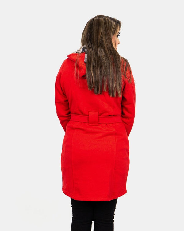 Noroze Red Belted Button Fleece Coat