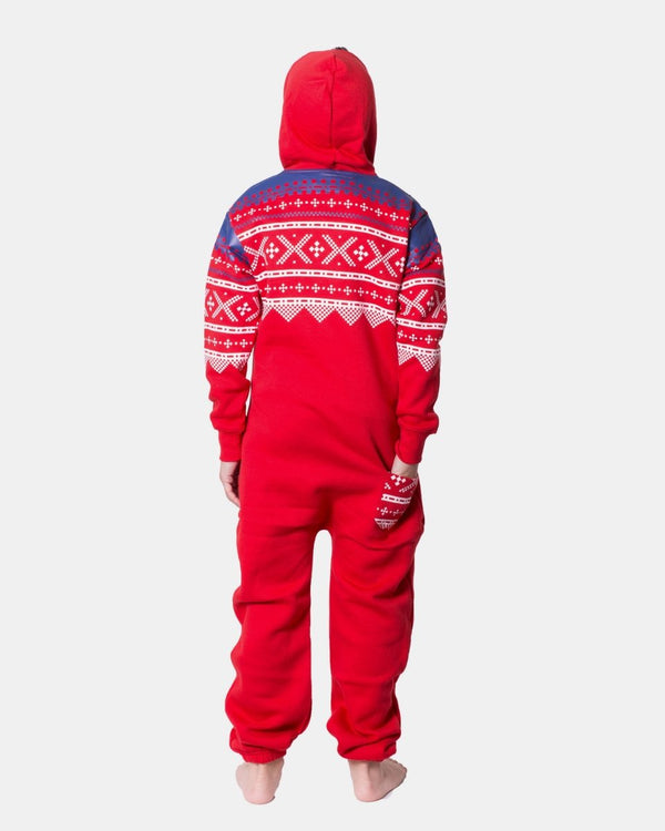 Noroze Red Kids Aztec Hooded Onesie