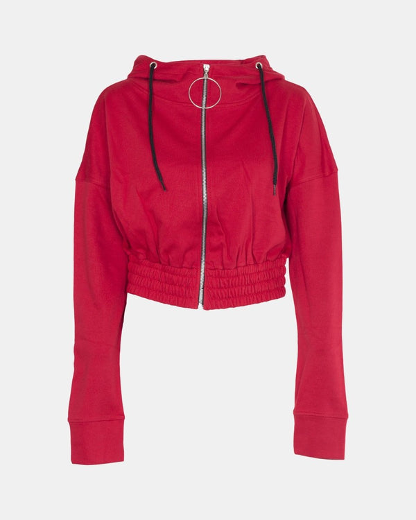 noroze Red Ladies Zip-Crop Hoodie