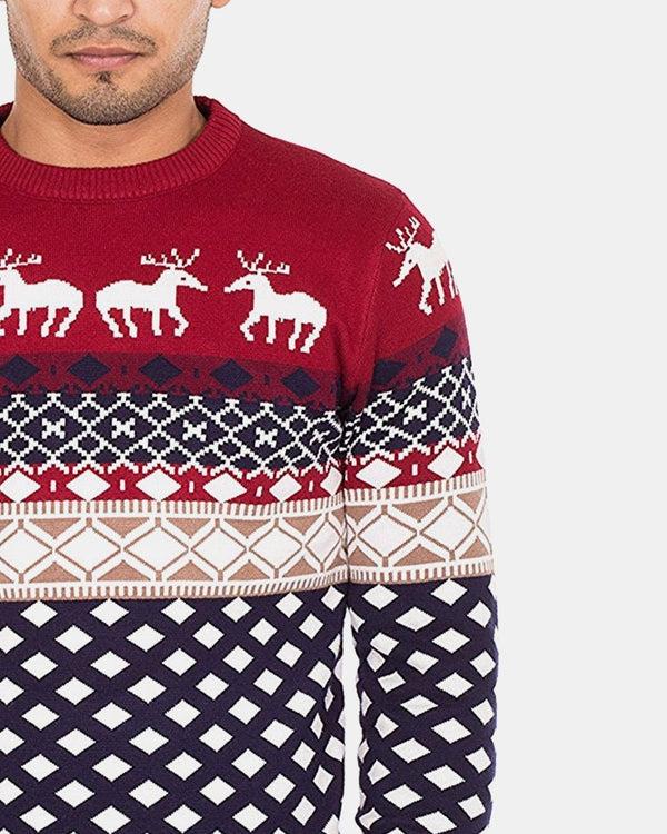 Noroze Red Mens Novelty Knitted Jumpers