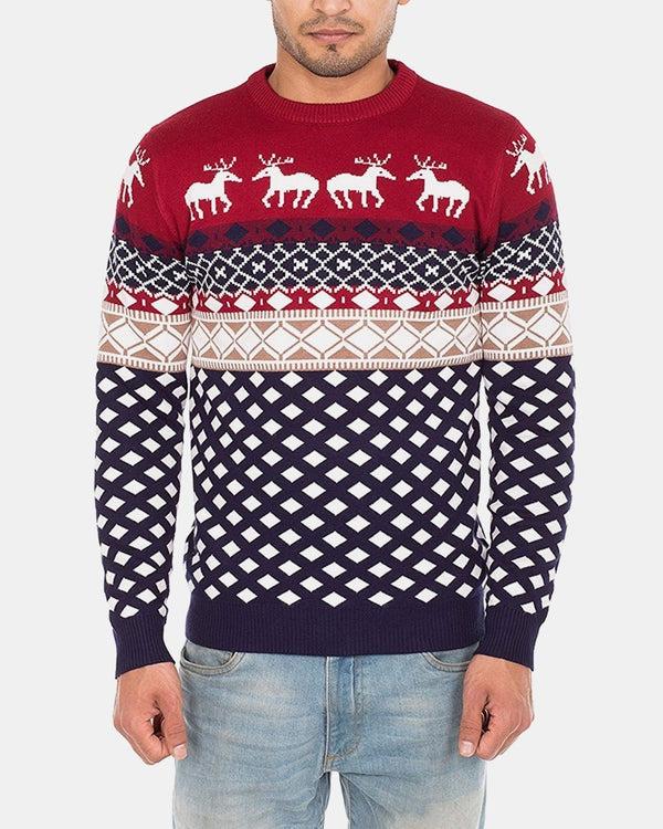 noroze Red Mens Novelty Knitted Jumpers