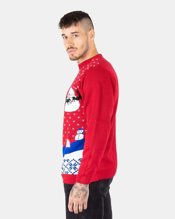 Noroze Red Santa Sleigh Retro Christmas Jumper
