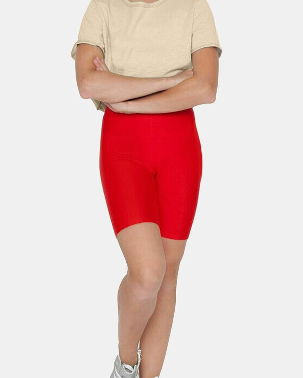 Noroze Red Shiny Nylon Lycra Shorts: