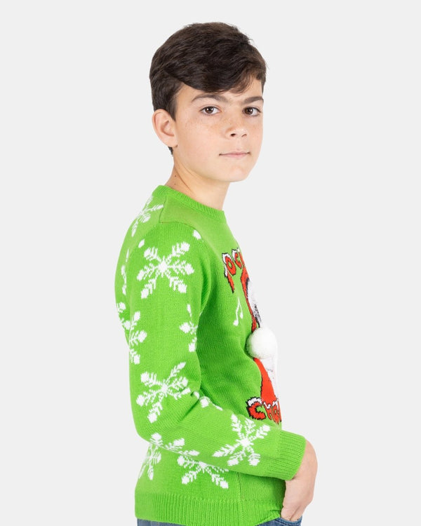 Noroze Rocking Green Kids Christmas Jumpers