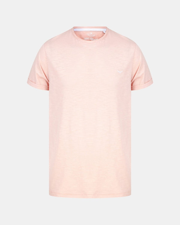noroze Rolled Cuffs Pink Cotton T-Shirt