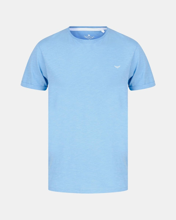 noroze Rolled Cuffs Sky Blue Cotton T-Shirt