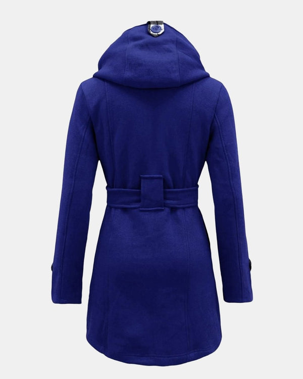 Noroze Royal Blue Belted Button Fleece Coat