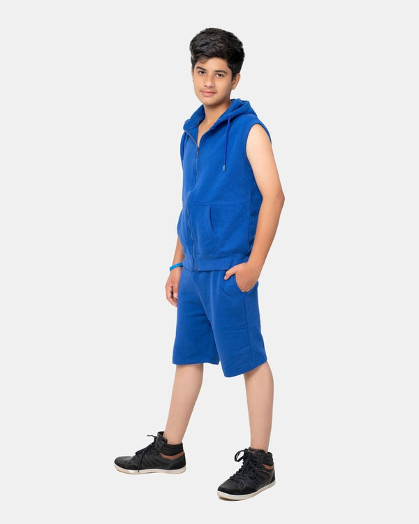 Noroze Royal Blue Boys Gilet Sleeveless Hoodie