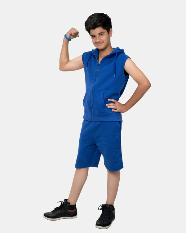 Noroze Royal Blue Boys Gilet Sleeveless Hoodie