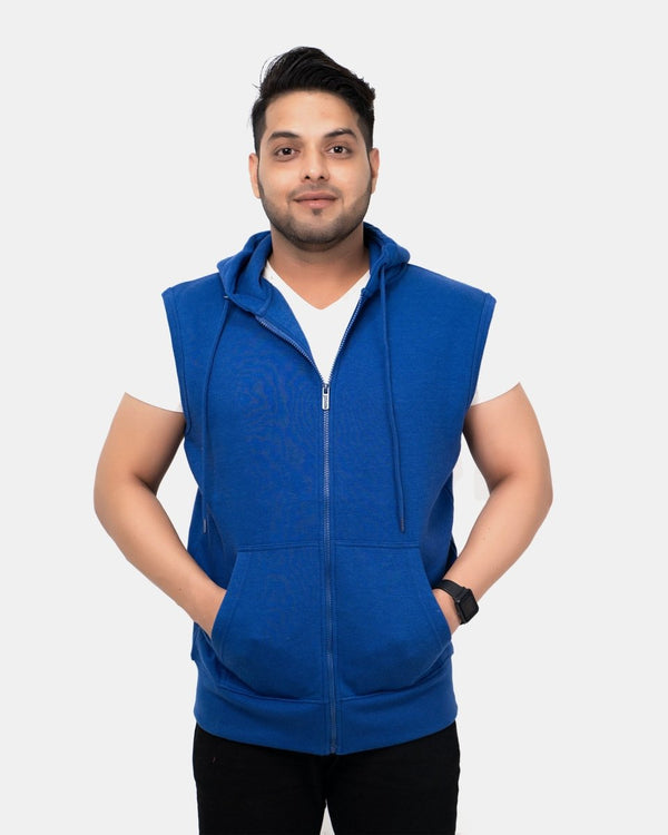 noroze Royal Blue Casual Zip-Up Men's Hoodie