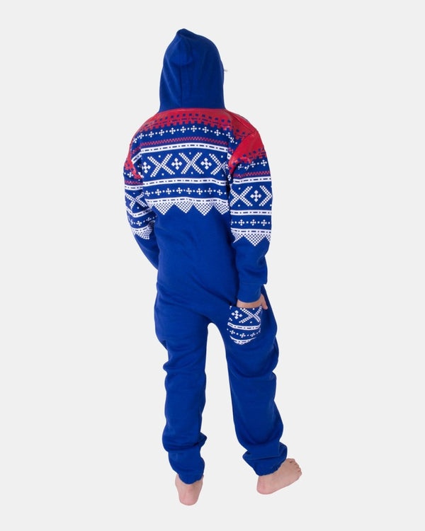 Noroze Royal Blue Kids Aztec Hooded Onesie
