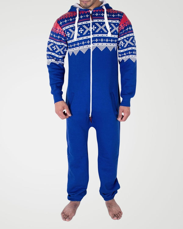 noroze Royal Blue Stylish Aztec Mens Onesie