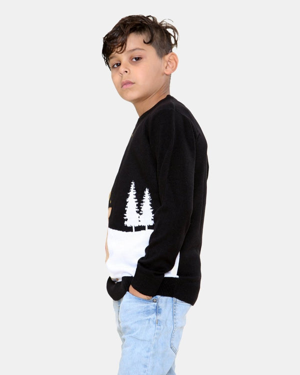 Noroze Rudolph Black Kids Christmas Jumpers