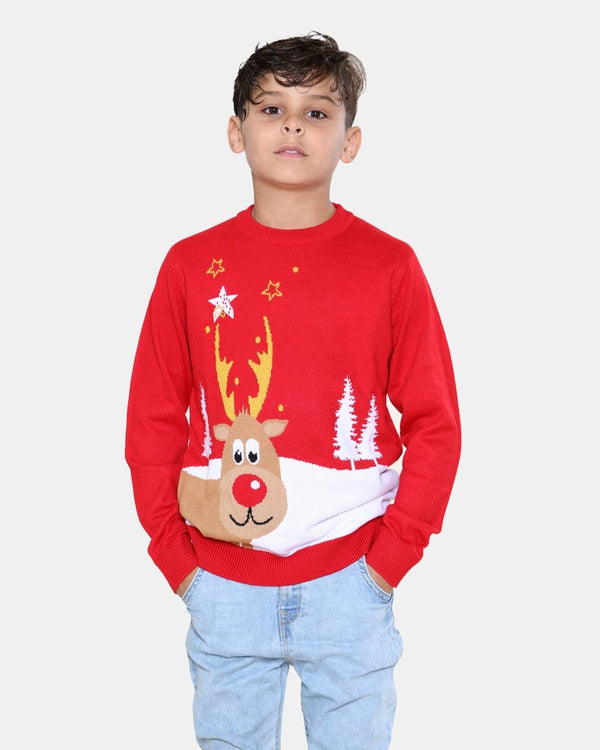 Noroze Rudolph Red Kids Christmas Jumpers