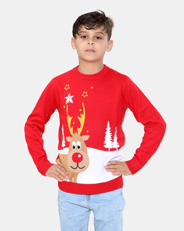 noroze Rudolph Red Kids Christmas Jumpers